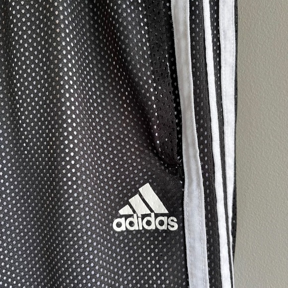 Adidas Basketball Shorts Black White Three Stripe Mesh Athletic Climalite - Picture 6 of 12
